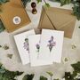 Set Of 10 Different Pink And Blue Wildflower Notecards, thumbnail 3 of 7