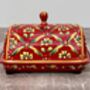 Handpainted Red Patterned Butter Dish, thumbnail 4 of 5