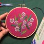 Bright Pink Floral Embroidery Kit, thumbnail 5 of 5