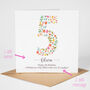 Floral Fun Personalised 5th Birthday Card, thumbnail 2 of 5