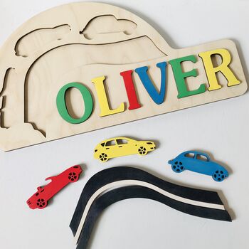 Personalised Name Puzzle With Cars, 2 of 2