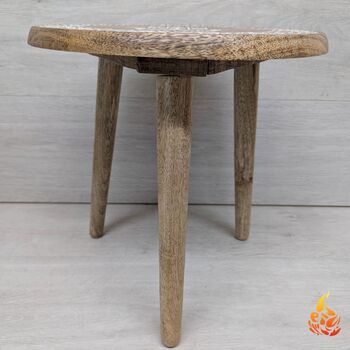Wooden Gift For Mum,Tripod Table Featuring A Hamsa Hand, 3 of 7