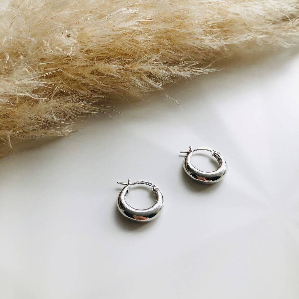 Minimalistic Dome Hoop Earrings Silver Plated By Wynter Studio