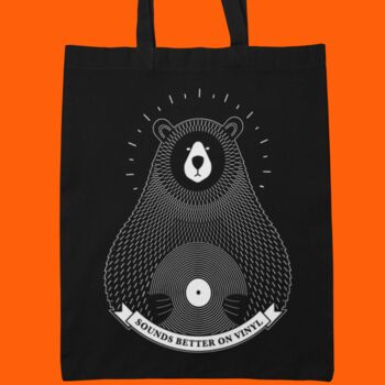 Vinyl Record Bear Tote Bag Unisex, 2 of 4