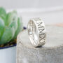 Roman Numerals Personalised Silver Ring 8mm Flat, thumbnail 6 of 10