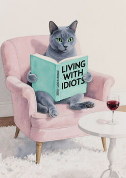 Your Own Cat Reading Book Wall Art Print | Customise Colours And Book Title, 8 of 8