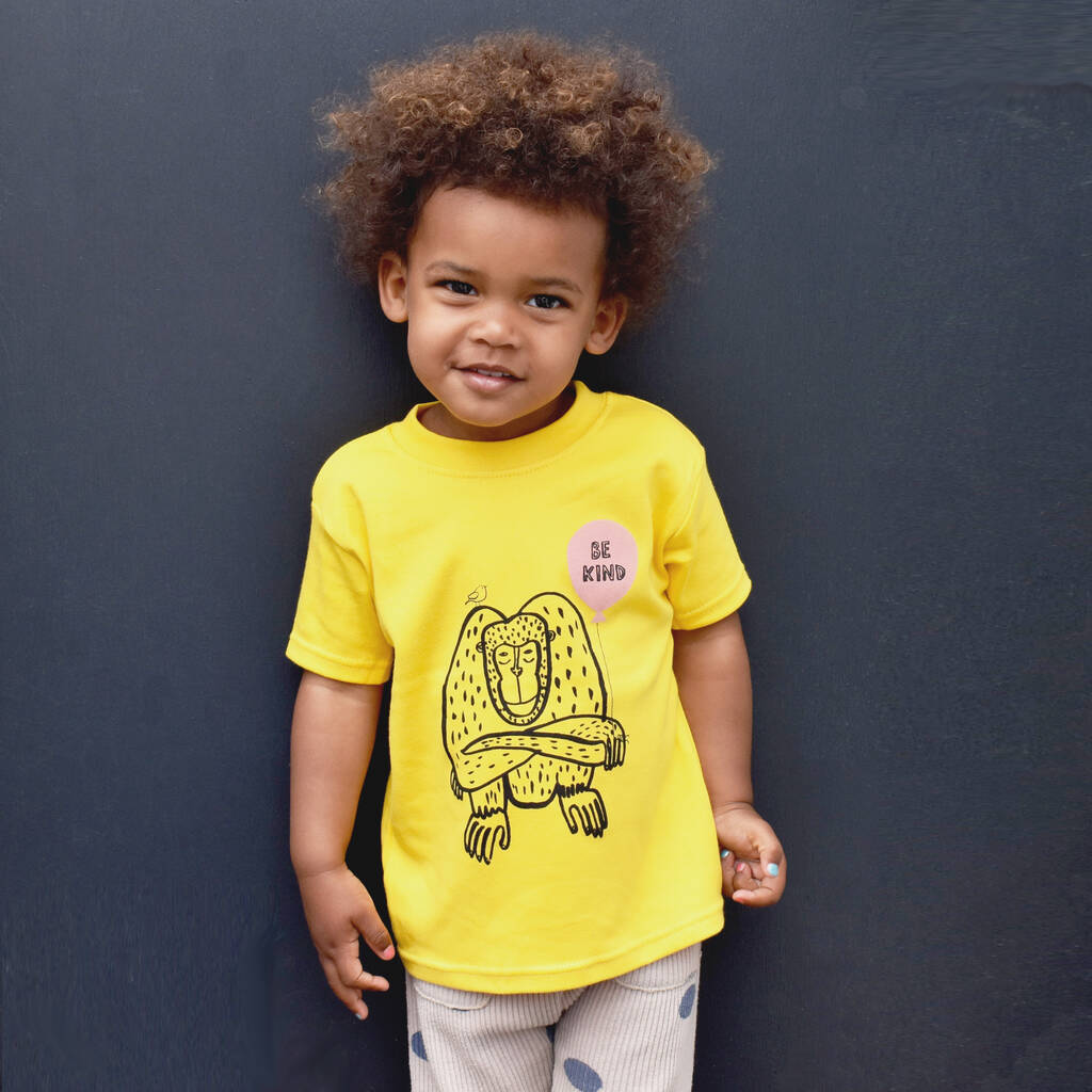 Be Kind Monkey Yellow T Shirt By Karin Åkesson Design ...