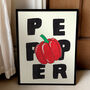 Red Bell Pepper Art Print – Hand Drawn Texture Bold Typography Food Print, thumbnail 5 of 7
