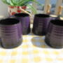 Set Of Four Reactive Glaze Brûlée Mugs In Black And Deep Purple, thumbnail 5 of 8
