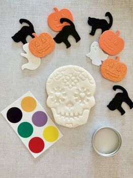 Halloween Paint Your Own Day Of The Dead Biscuits For Gifts Or A Halloween Party, 6 of 8