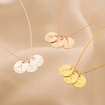 Triple Initial And Date Personalised Necklace, 2 of 12