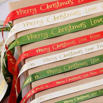 Personalised Christmas Ribbon With Gold Foil Font, 6 of 7