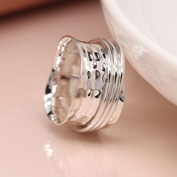 Personalised Sterling Silver Wide Wave Spinning Ring, 2 of 11
