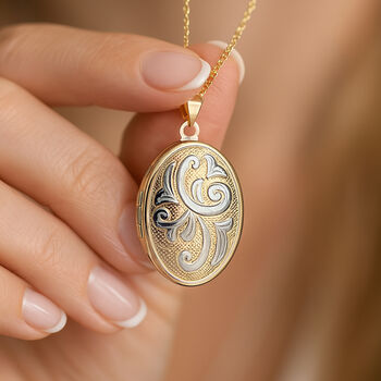Personalised Solid 9ct Yellow And White Gold Family Locket Necklace With Photos, 4 of 9