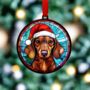 Dachshund Red In Santa Hat Suncatcher Decoration, thumbnail 3 of 6