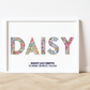 Name, Date And Weight Baby Liberty London Print, thumbnail 1 of 2