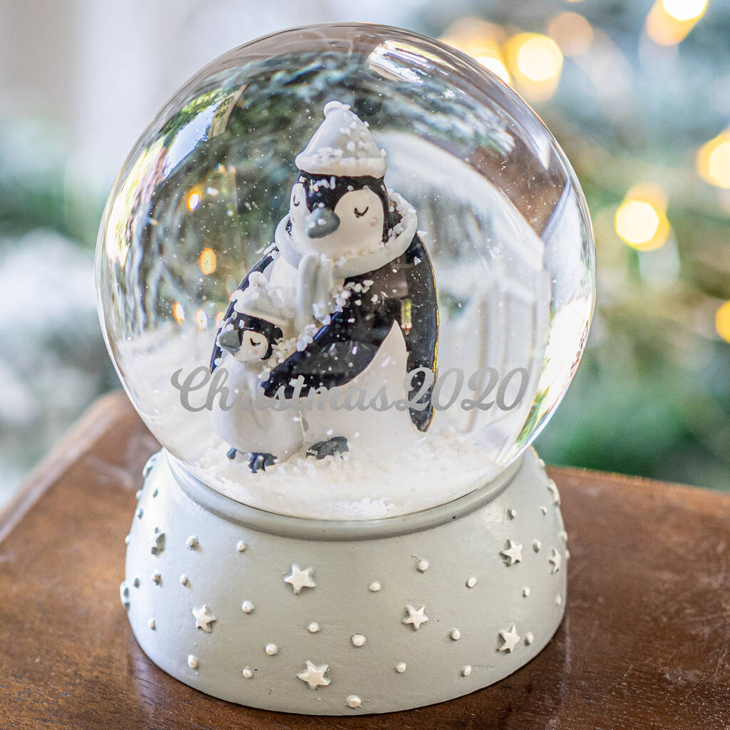 Personalised Mummy And Child Penguin Snowglobe, 1 of 3