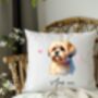 Personalised Shorthaired Lhasa Apso Hearts Cushion Cover Gift, thumbnail 1 of 2