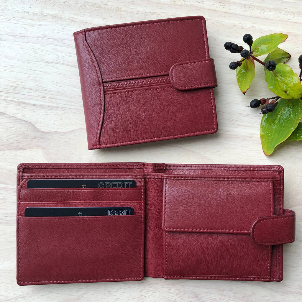 Red Leather Men's Wallet Literacy Basics