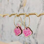 Rose Charm Gold Plated Hoop Earrings, thumbnail 1 of 7