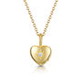 Tiny Crystal Heart Urn Ashes Necklace 18 K Gold Plated, thumbnail 1 of 7