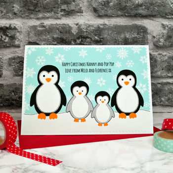 'Penguins' Personalised Family Christmas Card, 2 of 4