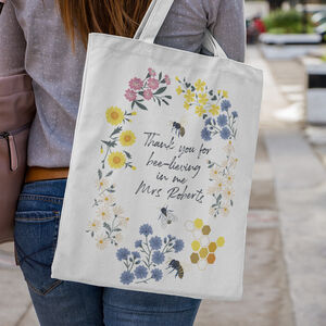 Teacher tote bag Bee Gift Teacher Gift Personalised bag Bee Favourite Teacher Thank you gift End of Term Appreciation Present 
