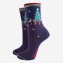 Women's Bamboo Socks Woodland Animals Christmas Tree, thumbnail 2 of 5