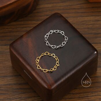 Sterling Silver Heart Link Chain Ring, 3 of 10