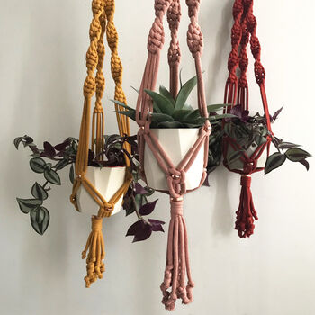 Chunky Cotton And Copper Macramé Plant Hanger Kit, 4 of 8