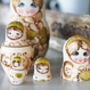 Handmade Russian Nesting Dolls Gold, thumbnail 2 of 8
