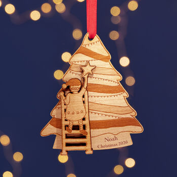 Hanging The Star Personalised Christmas Tree Decoration, 3 of 5