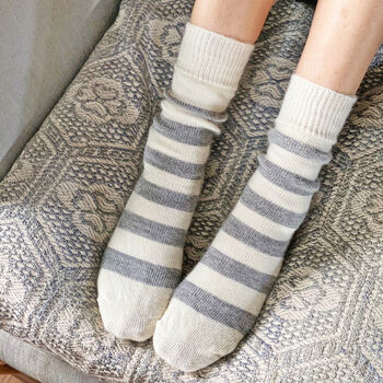 Womens Striped Alpaca Socks, 4 of 6