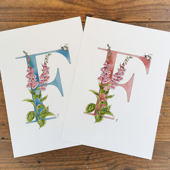 F Is For Foxglove Botanical Initial, Personalised, 3 of 6
