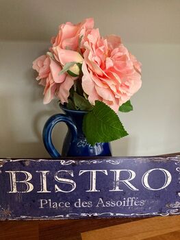40cm Blue French Bistro Metal Sign Vintage Wall Plaque, 3 of 5