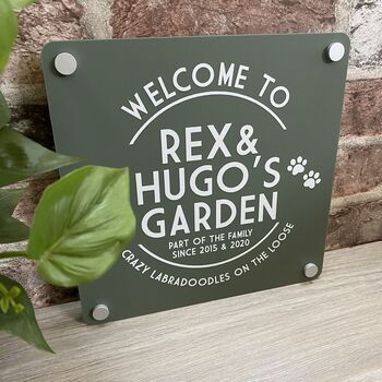 Welcome To 'Your Dogs' Garden Sign, 4 of 8