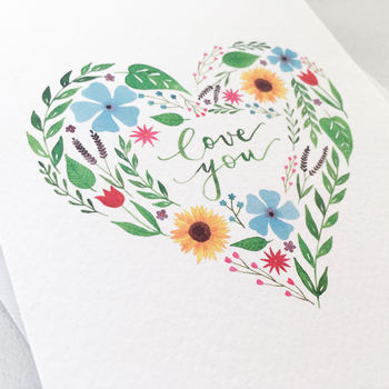 'Love You' Floral Heart Valentine's Day Card, 2 of 2