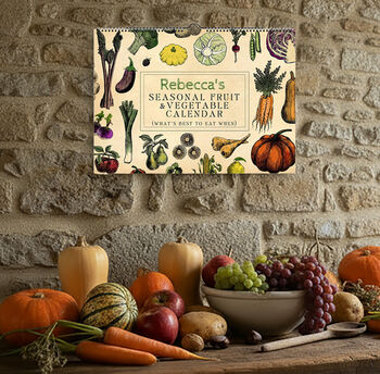 Personalised UK Seasonal Fruit And Vegetable Dateless Wall Calendar, 3 of 8