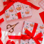 Gingham Christmas Pudding Cat Wrapping Paper Set, thumbnail 1 of 3