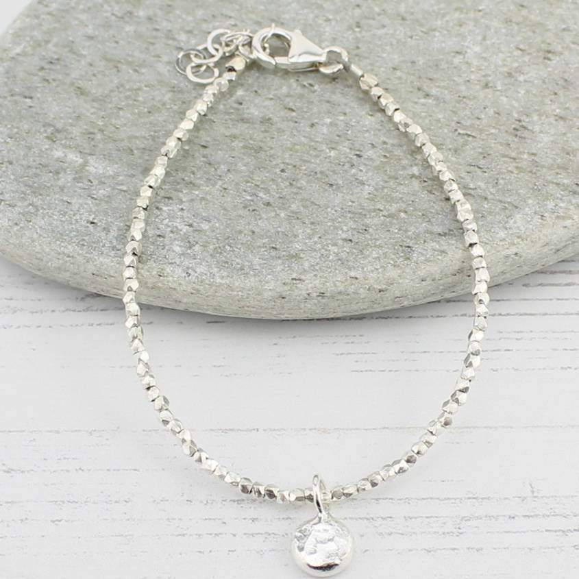 Sterling Silver Nugget Charm Bracelet By Lucy Kemp Silver Jewellery