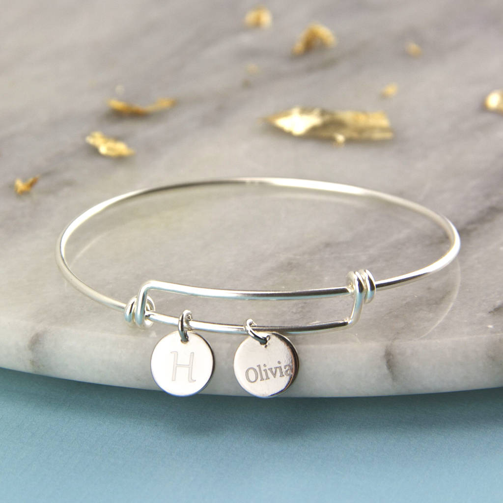 Personalised Sterling Silver Expandable Bangle By Gaamaa Personalised Sterling Silver Expandable Bangle