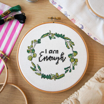 'I Am Enough' Cross Stitch Kit, 2 of 5