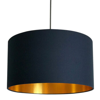 Deep Space Navy Lampshade With Copper Or Gold Foil Lining, 2 of 5