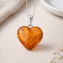 Personalised Sterling Silver Amber Heart Pendant Necklace, thumbnail 1 of 10