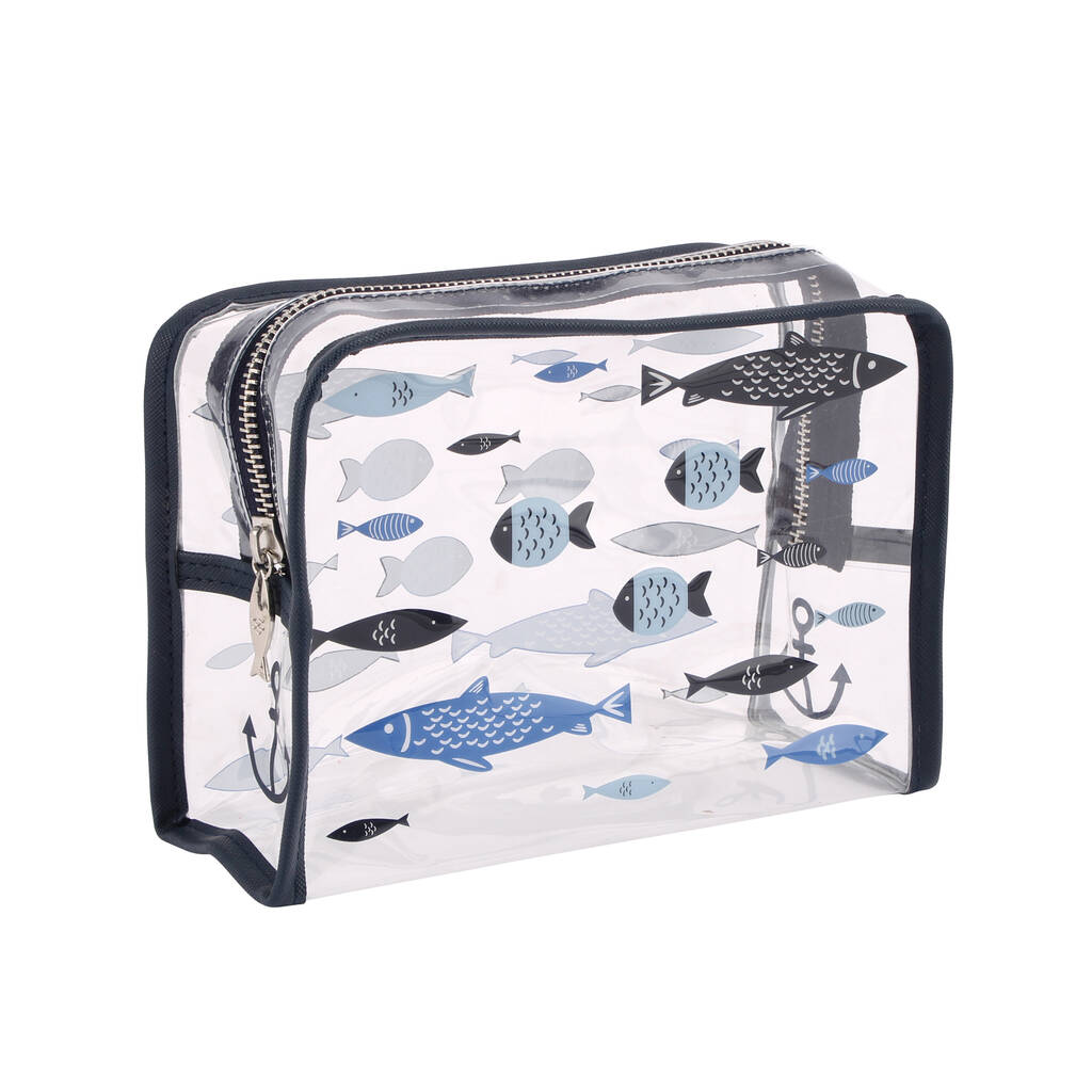 Clear Fish Design Zipper Wash Bag By CGB Giftware