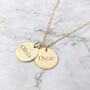 Gold Plated Personalised Double Disc Name Necklace, thumbnail 1 of 4