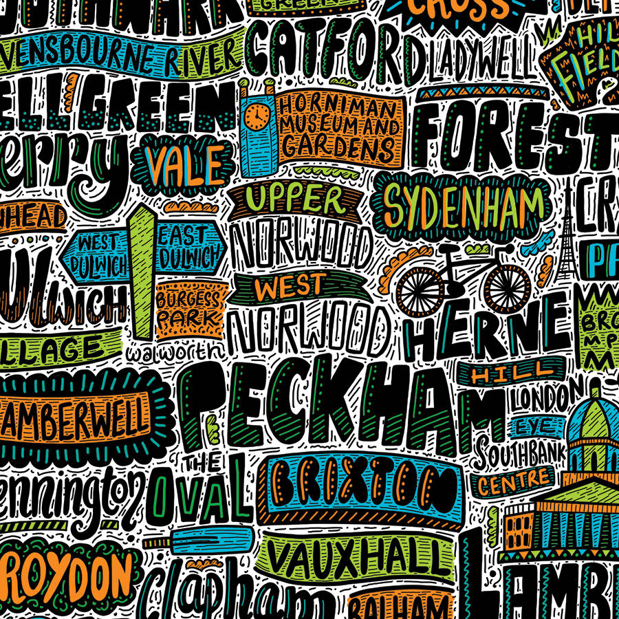 South West London Typographic Print By Harkiran Kalsi 