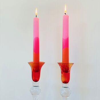 Pair Of Vintage Tall Glass Candlesticks ~ 21, 4 of 6