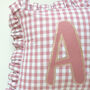 Rose Ruffle Letter Cushion Personalised Nursery Decor, thumbnail 2 of 3