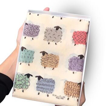 Colourful Sheep Print Scarf In Personalised Gift Box, 2 of 8